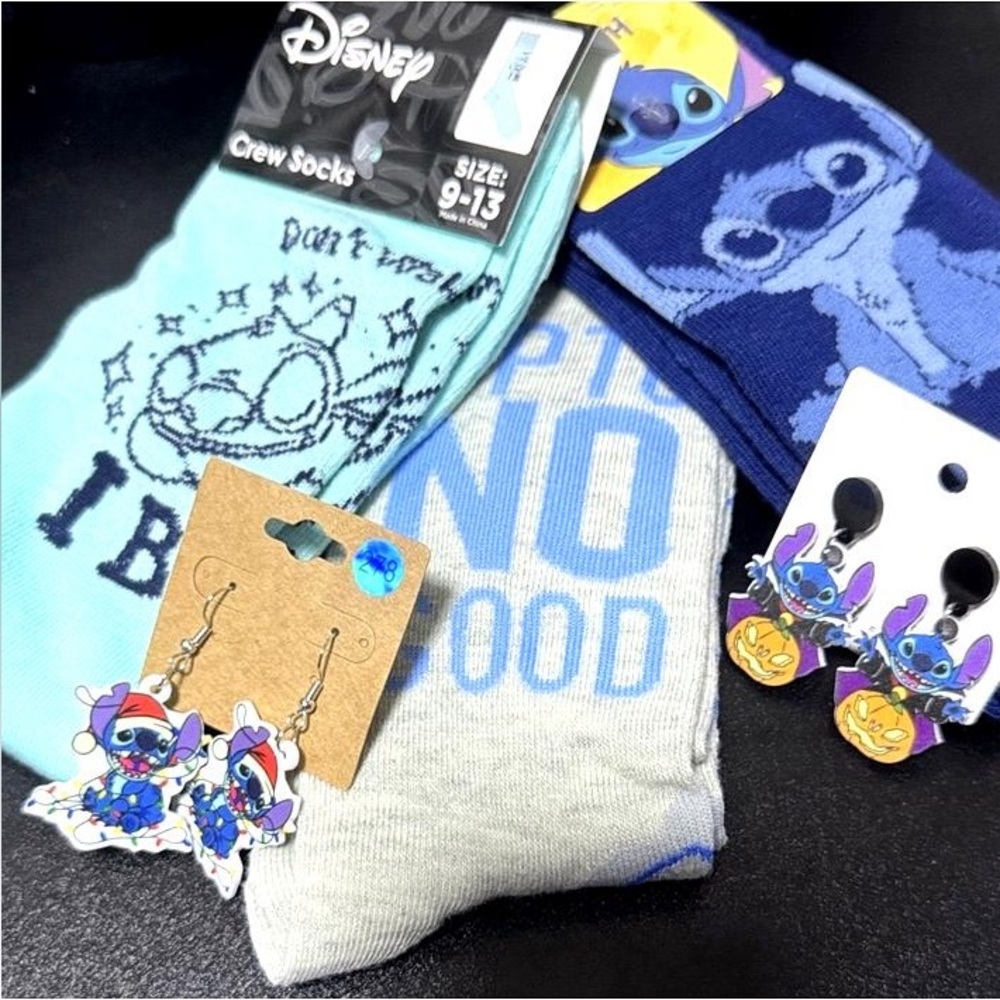 Disney Stitch Sock Bundle with Earrings